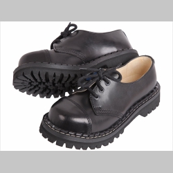 Steadys Obuv, Kožené topánky - polboty 3. dierové čierne s prešívanou oceľovou špičkou